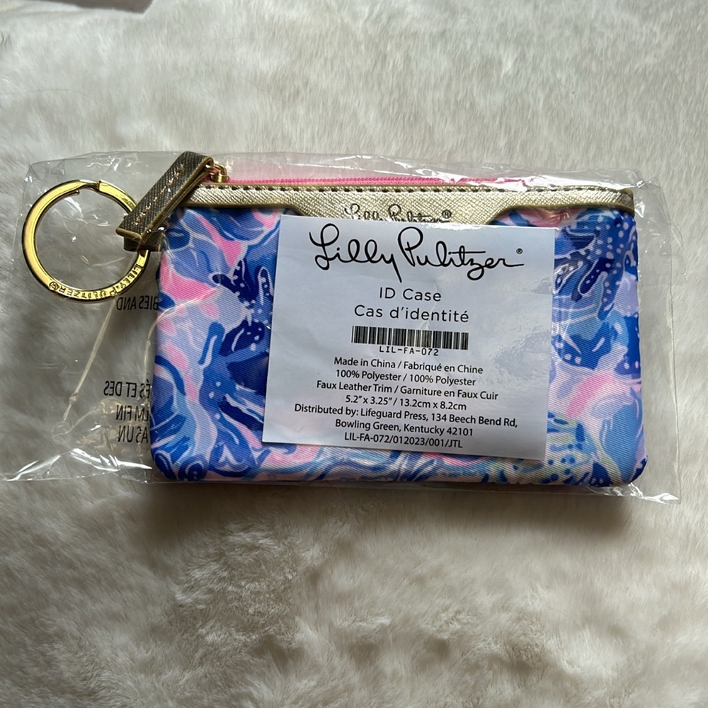 NWT Lilly Pulitzer ID Case/Wallet- Pink & Blue w/Gold Accents - Picture 5 of 5
